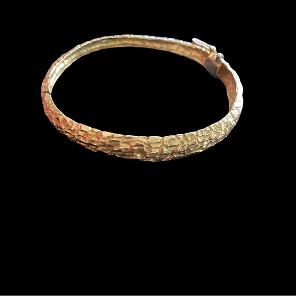 Bracelet Gold 14K Yellow Gold Nugget Cuff Bangle Bracelet - Picture 1 of 8
